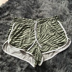 Green zebra print shorts